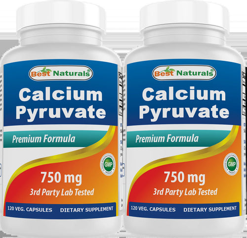 2 Pack  Calcium Pyruvate 750 Mg 120 Capsules