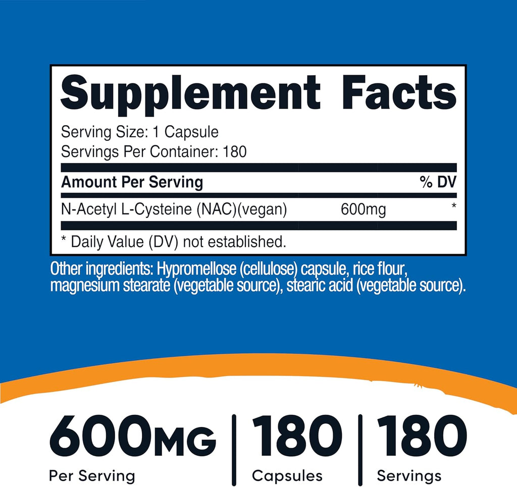 Premium NAC 600mg – 180 Vegan Capsules