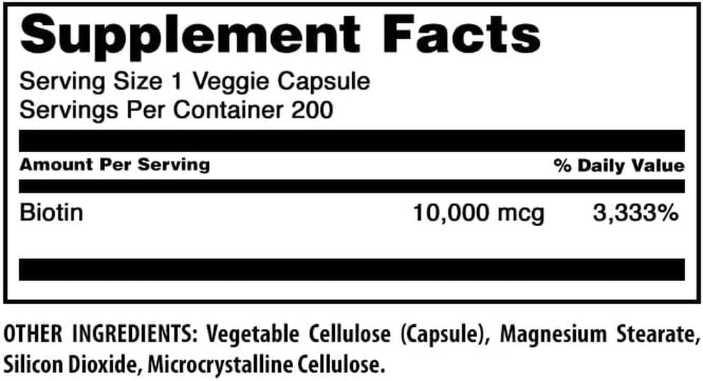Amazing Formulas Biotin 10000Mcg per Serving 200 Veggie Capsules Supplement | Non GMO | Gluten Free | Made in USA | Suitable for Vegetarians |Pack of 3